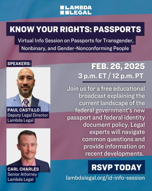 KNOW YOUR RIGHTS: PASSPORTS (VIRTUAL)
Join us for a free educational broadcast explaining the current landscape of the federal government's new passport and federal identity document policy. Legal experts will navigate common questions and provide information on recent developments.